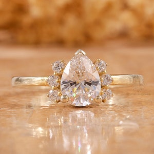 1.25CT Pear Shape Diamond Ring, F/VS Lab Grown Diamond Engagement Ring, Muse Wedding Ring, Diamond Ring for Her, Anniversary Gift For Her