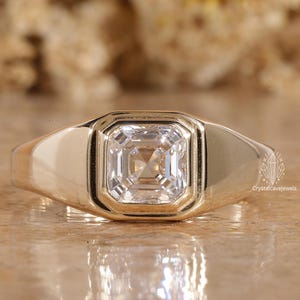 1.50 CT Asscher Moissanite Solitaire Ring , Asscher Bezel Set Wedding Ring, Asscher Cut Engagement Ring For Men, Anniversary Gift Ring