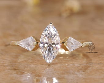 1 CT Marquise Lab Grown Diamond Ring, Marquise lab created Diamond Engagement Ring, Marquise kite Wedding Ring for woman, Christmas Gift