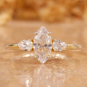 1 CT Marquise Cut Lab Grown Diamond Ring, IGI Certified Diamond Ring ,Three Stone Engagement Ring, Anniversary Gift ,Diamond Ring for Her