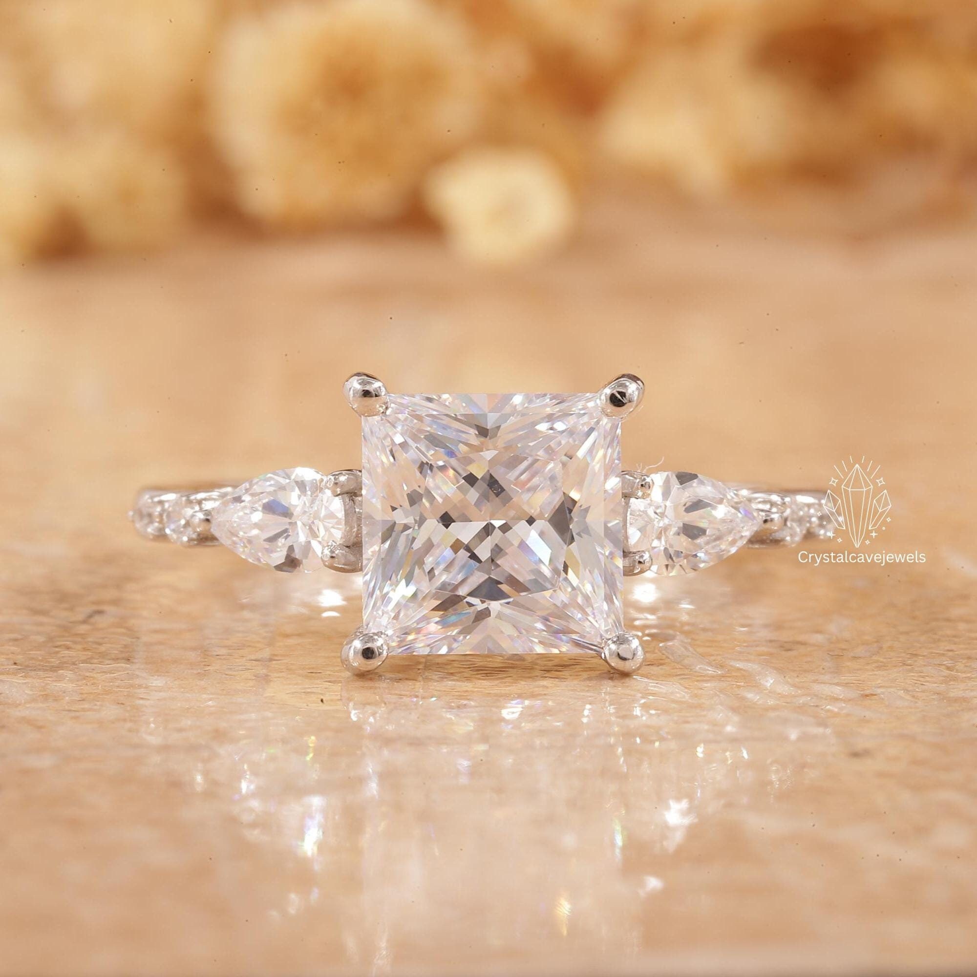 2.20 CT Natural White Diamond VVS1 D Color – Princess Cut GDGL Certified Loose Pair