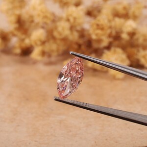 2 CT Pink Marquise Diamond , Lab Grown Diamond Anniversary Ring , Wedding Ring Gift , Fancy Loose Diamond For Earring Pairs, CVD Diamond image 4