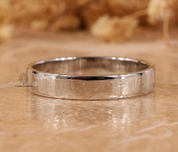 14k Wedding Band Flat 4MM Gold Comfort Fit Wedding Band 14k