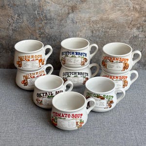 1970s Retro Soup Recipe Bowls | Vintage Kitchenware | Sold Individually