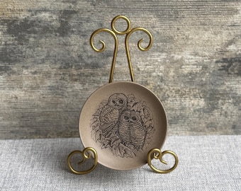 Poole Pottery Owl Plate | Barbara Adams Stoneware Bird Dish 13cm