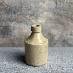 Small Antique Stoneware Ink Bottle | Light  Salt-Glazed Earthenware