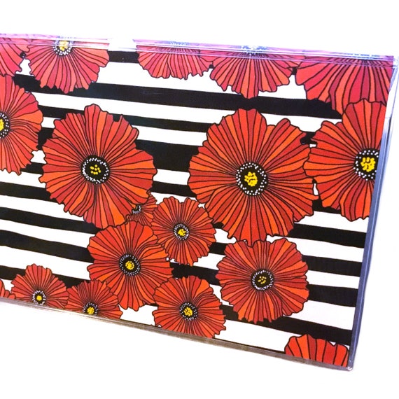 Personalized Poppies Canvas Checkbook Cover