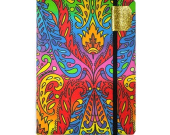Rainbow Damask Kindle case, Paperwhite, basic, kobo Clara, K3, handmade cover, eReader accessory