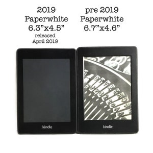 Pode incluir: Compara&ccedil;&atilde;o lado a lado de dois leitores eletr&ocirc;nicos Kindle Paperwhite. O da esquerda &eacute; o modelo 2019 com uma tela de 16 cm x 11,4 cm, lan&ccedil;ado em abril de 2019. O da direita &eacute; um modelo anterior a 2019 com uma tela de 17 cm x 11,7 cm.