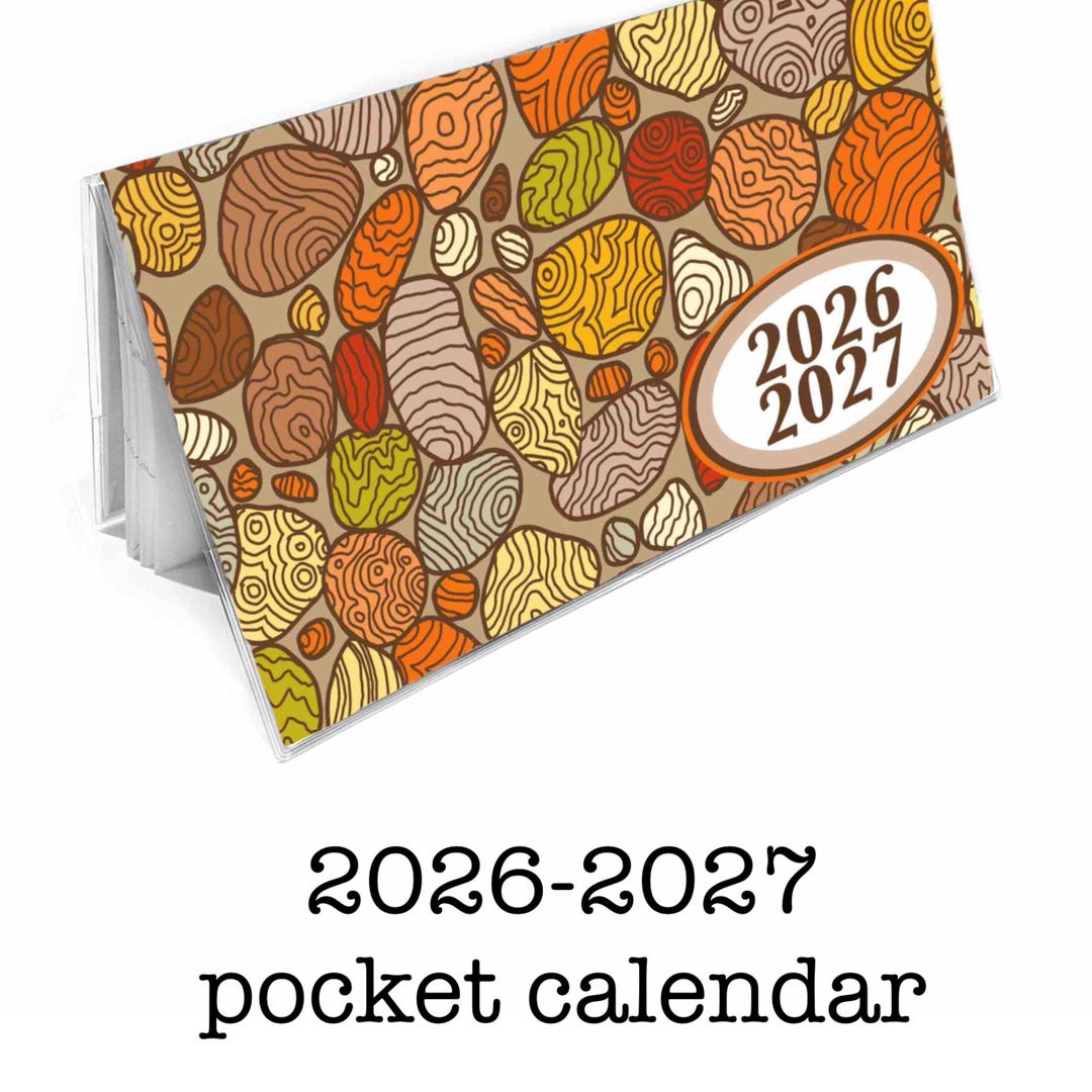 2026 - 2027 Pocket Calendar - Earthy Agate Pebbles - Mini Calendar ...