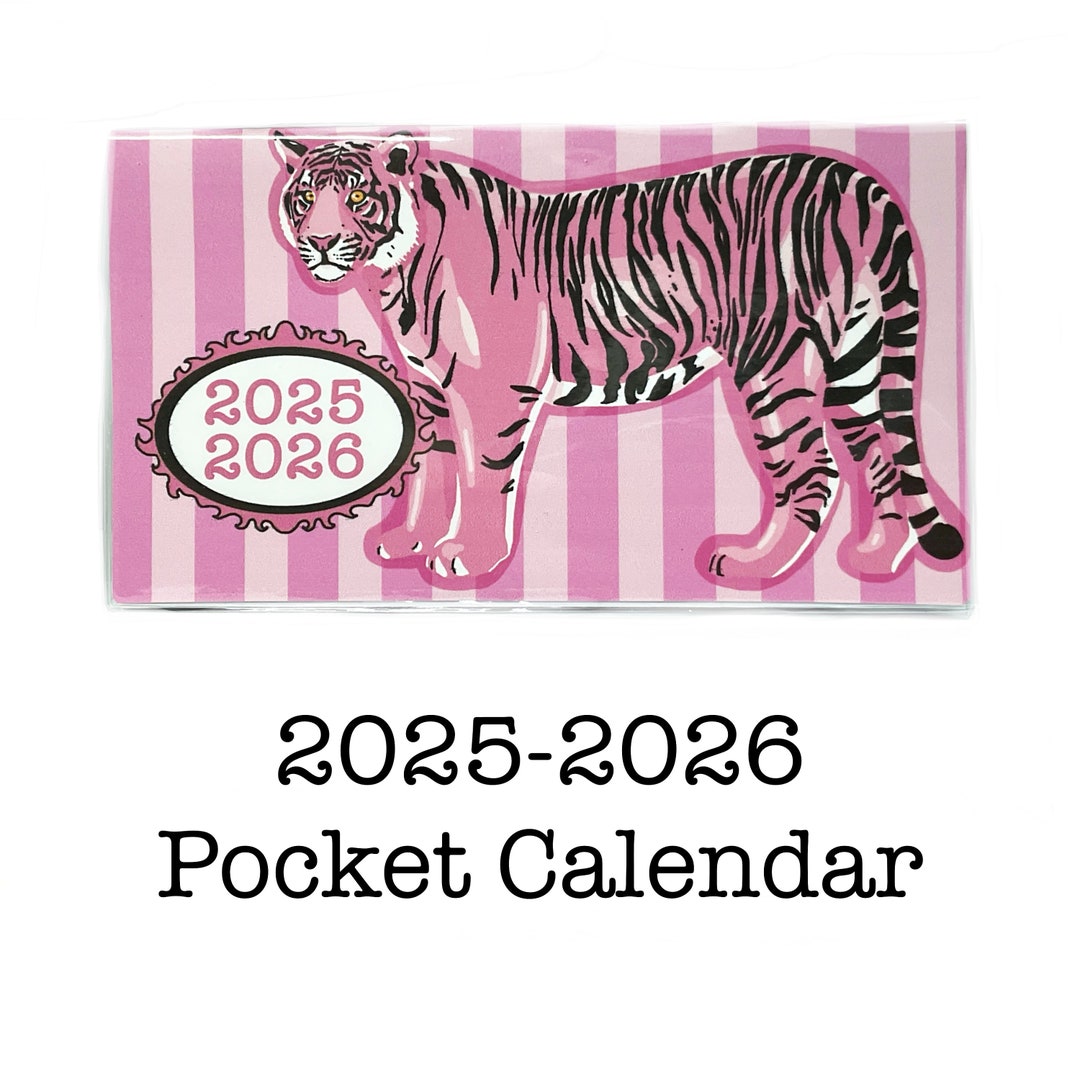 2025 2026 Pocket Calendar Pink Tiger Mini Calendar Pocket