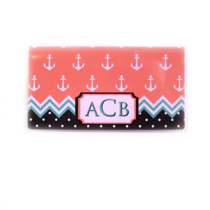 Personalized checkbook cover Nautical Nice custom monogram Etsy