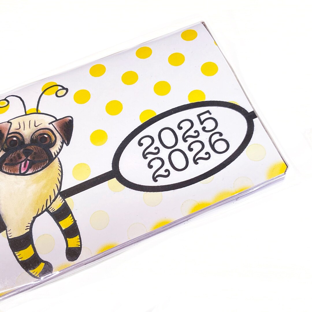 2025 2026 Mini Planner, Bumblepug, Bee Pug Pocket Planner, Two Year