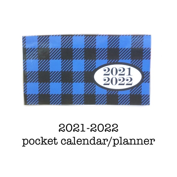 2021 2022 Mini Planner Buffalo Plaid Blue And Black Pocket Etsy bish calendar 2021 2022
