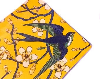 2026 - 2027 mini Planner, Swallows and Almond blossom honey gold pocket planner, two year calendar, 2 year monthly calendar