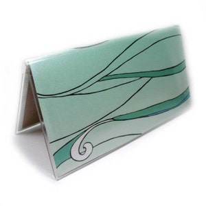Checkbook Cover Ocean Waves vinyl checkbook holder Hokusai inspired wave design check book cover top tear image 4
