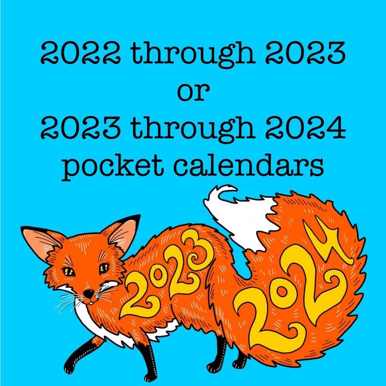 2022 2023 or 2023 2024 Pocket Calendar Foxy Fox Mini Etsy Ireland