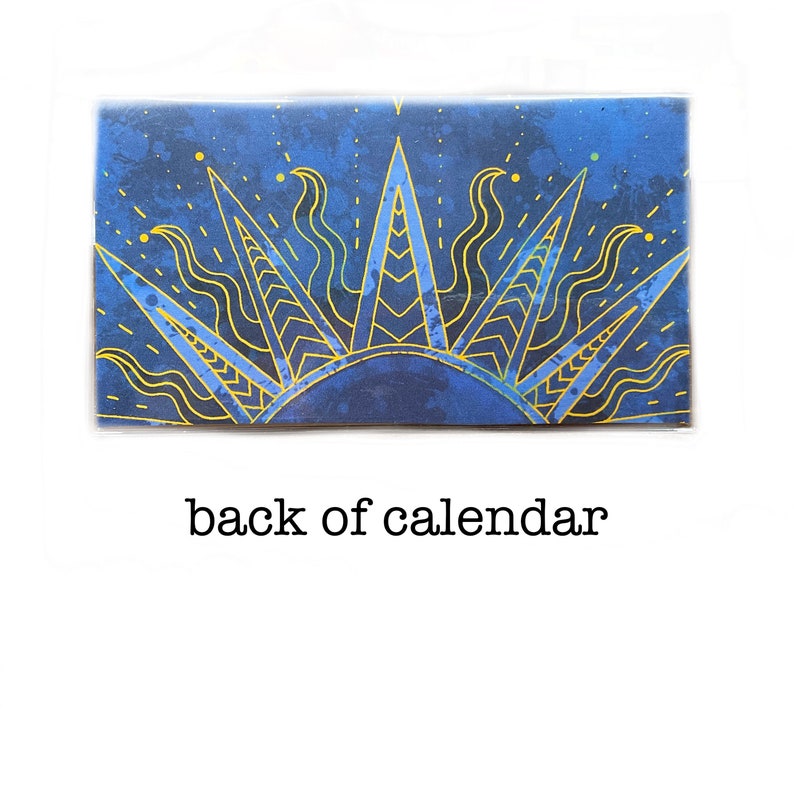 2024 2025 pocket calendar Celestial Sun mini calendar, pocket planner datebook, sky sun blue purple solar image 3