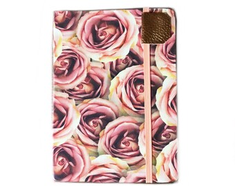Kindle Paperwhite cover - Autumn Roses - fits NEW 2021 paperwhites - peach rose fooral flowers - hardcover eReader case