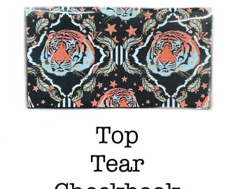 Checkbook Cover - Coral Tigers - modern honey and ivory bee themed check book holder - women's accessories, black, coral, circus, carnival