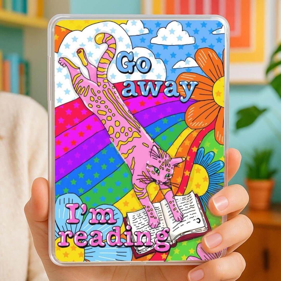 Kindle Clear Case Insert, Cute Kitty Colorful Rainbow Insert for Kindle ...