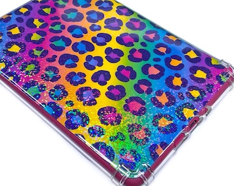 Kindle case inserts, set of two, Rainbow Leopard, kindle accessories book lover gift clear case insert, Paperwhite retro nostalgia 80s 90s