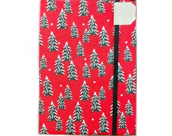 Kindle Paperwhite cover - Tiny Trees, fits newest 2021 paperwhite, hardcover eReader case winter holiday Christmas red green pine trees cute