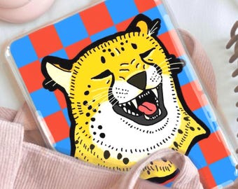 Kindle case insert, Laughing Cheetah, derpy big cat, bookish gift, ereader accessories, book lover gift