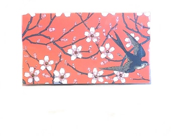 2024 - 2025 pocket calendar - Swallows and Almond blossoms orange, pocket planner, two year calendar, chic 2 year monthly planner new year