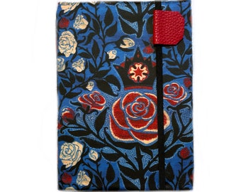 Kindle Paperwhite cover - War of the Roses, fits newest 2021 paperwhites, hardcover eReader case, floral, blue red cream black, red queen