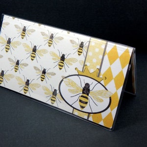 Checkbook Cover - Queen Bee - modern honey and ivory bee themed check book holder - women's accessories