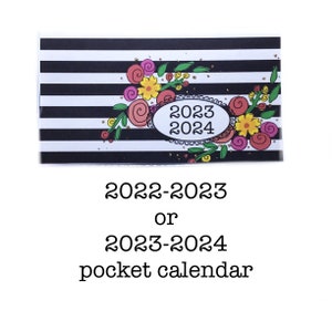 2024 2025 mini Planner Modern Floral Stripe pocket planner two year calendar chic 2 year monthly planner new year's organization image 1