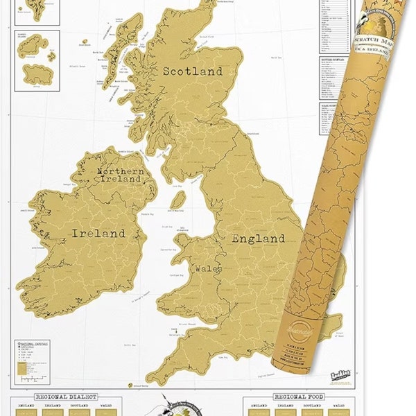 Rubbelkarte von Großbritannien UK Map Wandkunst