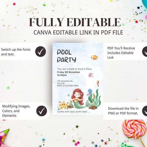 Kids' Birthday Invitation Card || Editable Digital birthday invitation || Children's DIY birthday invitation