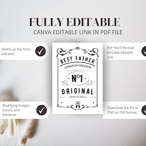 Carte de voeux pour la fête des pères || Message d'accueil numérique modifiable pour la fête des pères || Carte imprimable personnalisable pour la fête des pères || Carte DIY