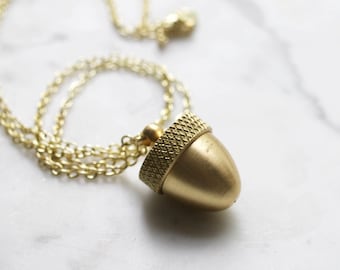 Vintage Brass Acorn Canister Necklace | Secret Stash