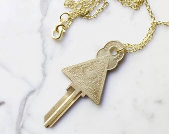 All Seeing Eye Key Blank Necklace | Custom Personalized Key | Housewarming Gift