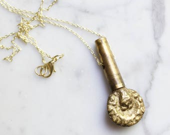 Vintage Turn Key Necklace | Antique Solid Brass Lamp Key Jewelry