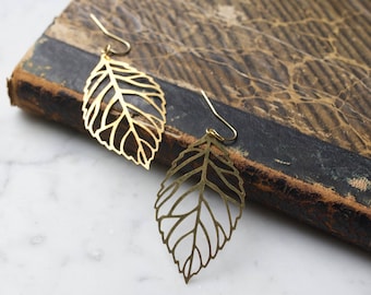Pendientes Vintage Brass Leaf / Grandes