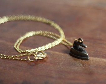 Antiqued Brass Iron Charm Necklace