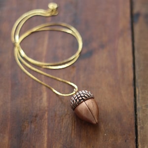 Vintage Copper Acorn Charm Necklace image 1