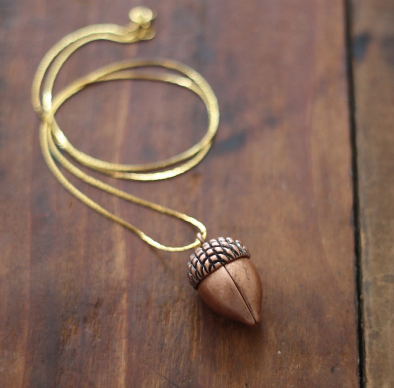 Vintage Copper Acorn Charm Necklace image 1