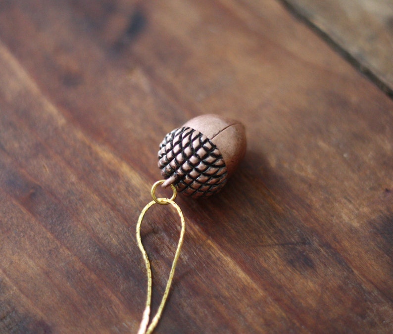 Vintage Copper Acorn Charm Necklace image 2