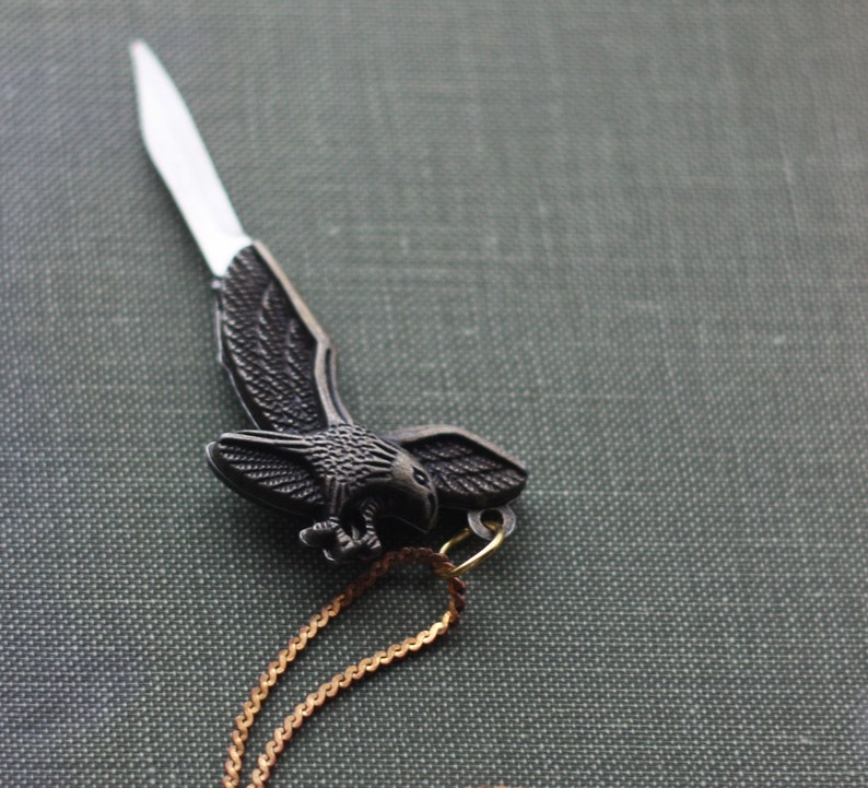Pocket Knife Necklace Eagle Flying Patriotic Bird Etsy
