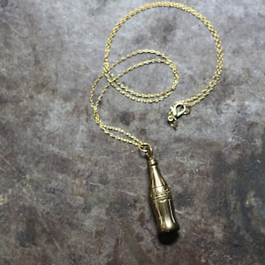 Vintage Brass Coca Cola Coke Bottle Charm Necklace image 2