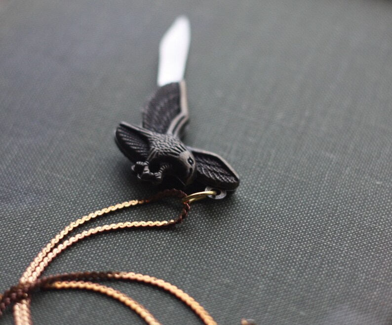 Pocket Knife Necklace Eagle Flying Patriotic Bird Etsy