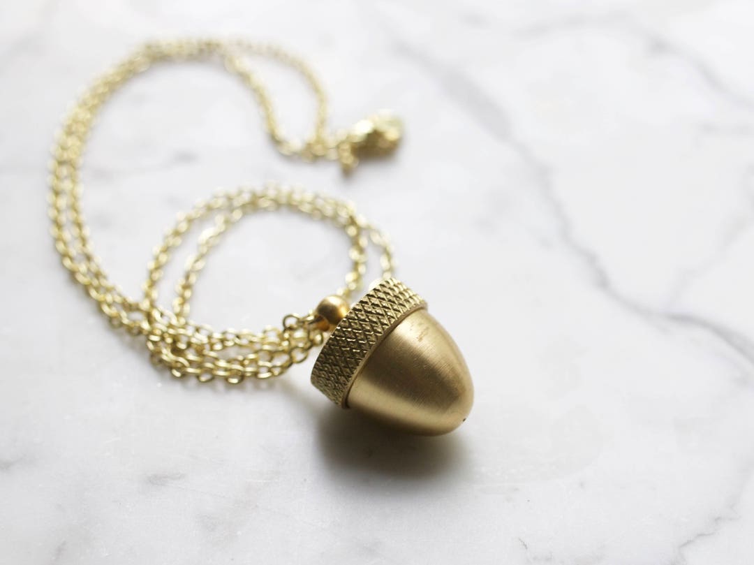 Vintage Brass Acorn Canister Necklace Secret Stash - Etsy
