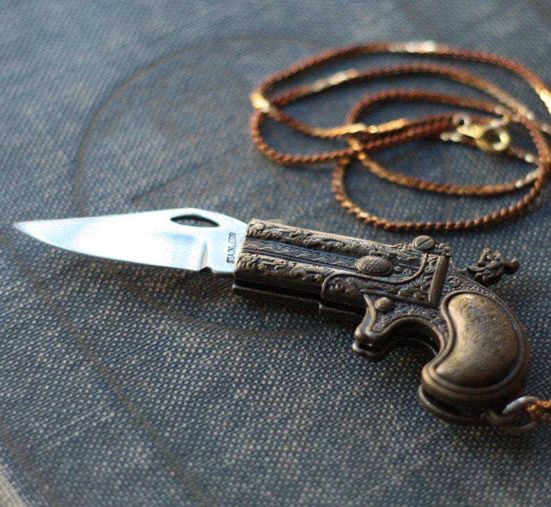 Pistol Gun Dragon Pocket Knife Necklace / Miranda Lambert Etsy