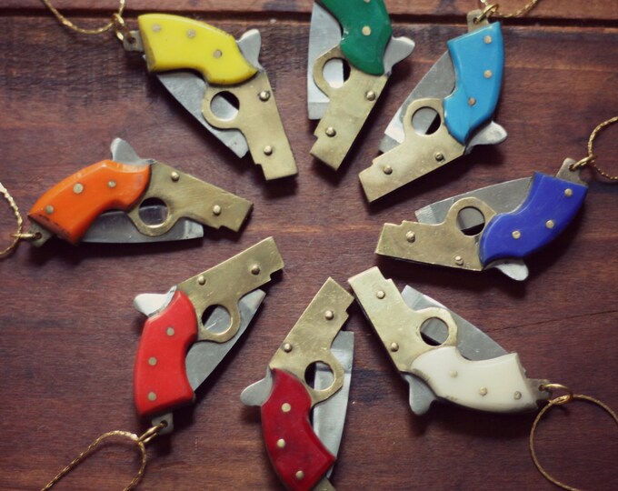 Vintage Gun Shaped Pocket Knife Necklace With Bakelite Handle Etsy