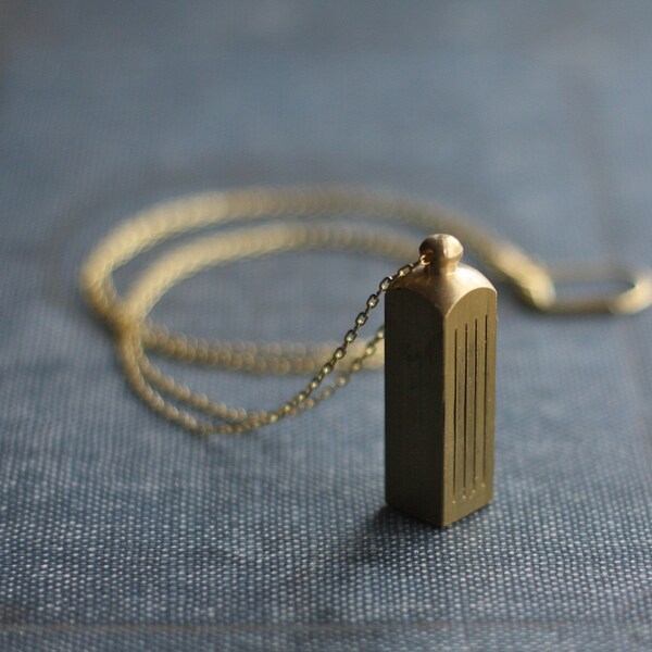 Secret Stash Vintage Brass Canister Vial Necklace